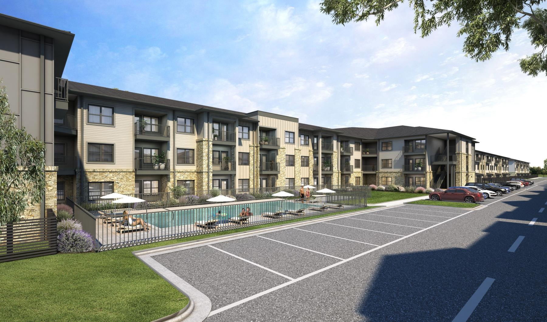 a building with a parking lot