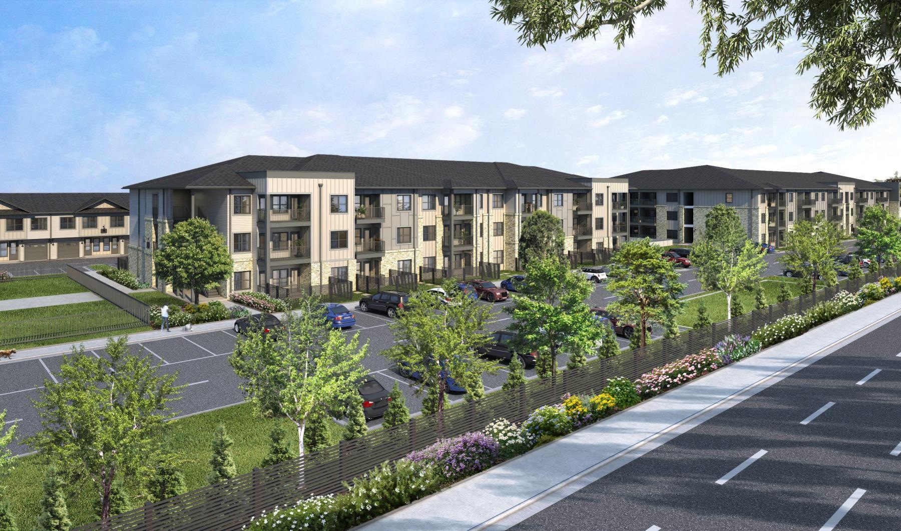 a street with cars and buildings